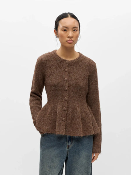 OBJSAGGIA RE LS PEPLUM KNIT CARDIGAN DIV
