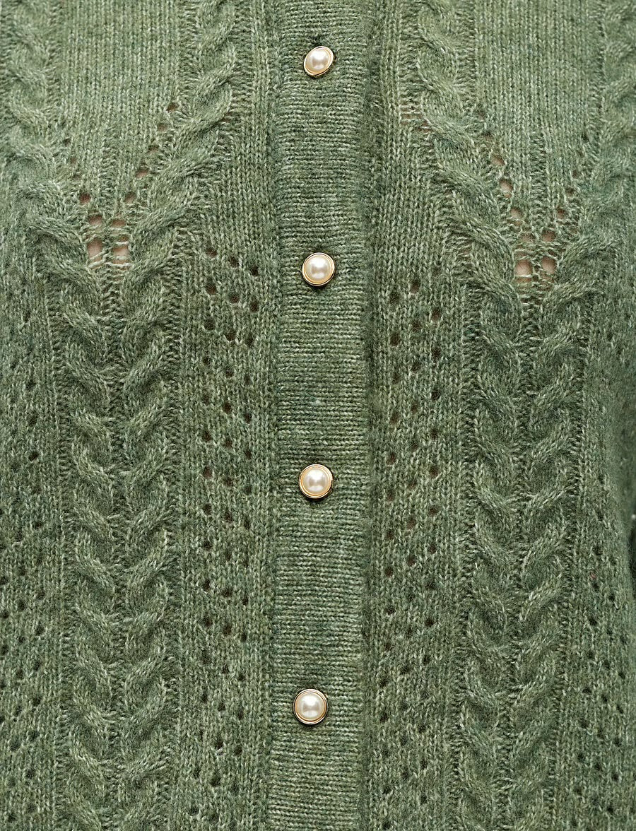 OBJFLORA RE LS KNIT BUTTON CARDIGAN NOOS