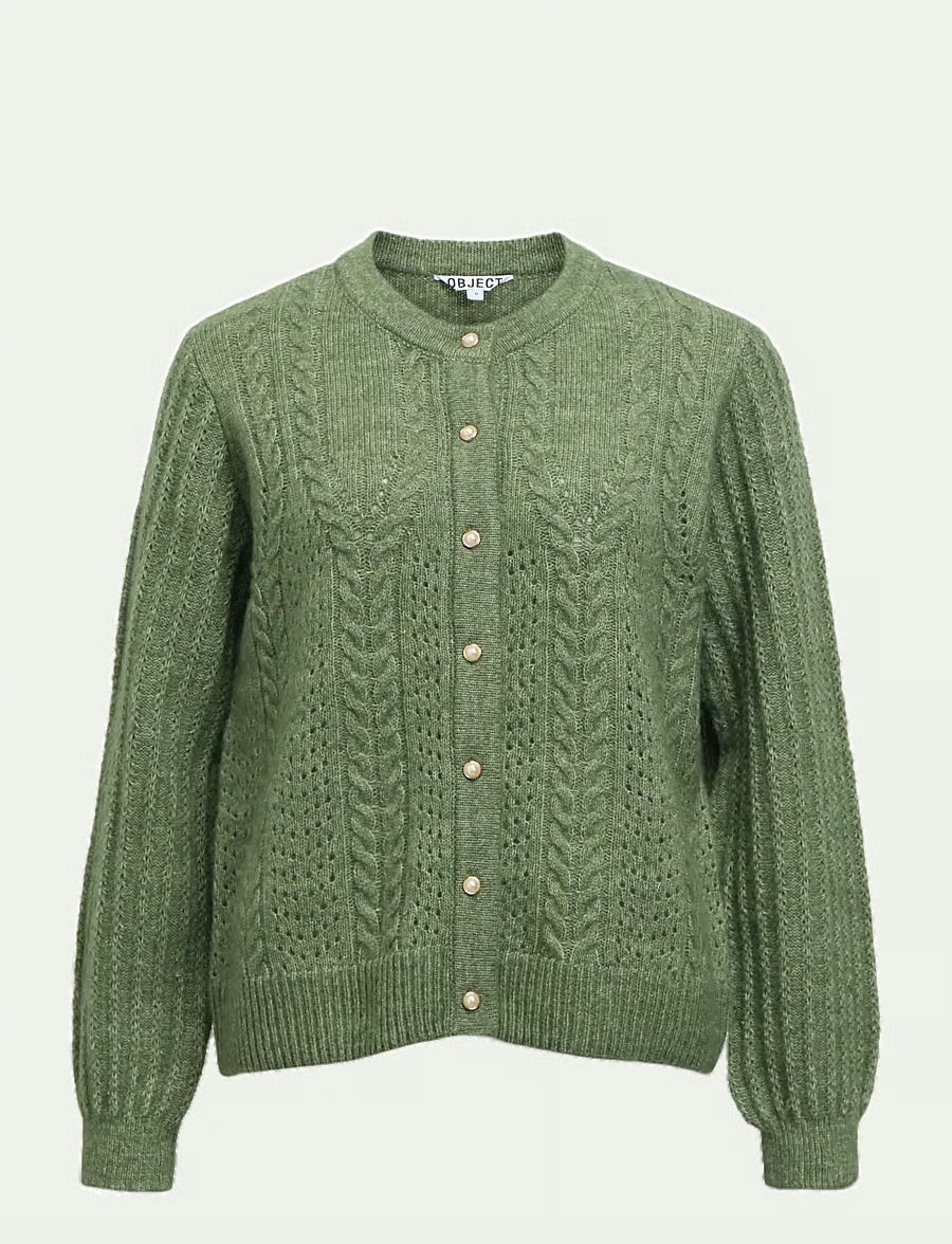 OBJFLORA RE LS KNIT BUTTON CARDIGAN NOOS