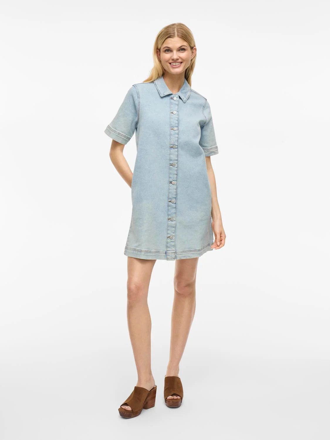 VISOL 2/4 SLEEVE BUTTON DRESS