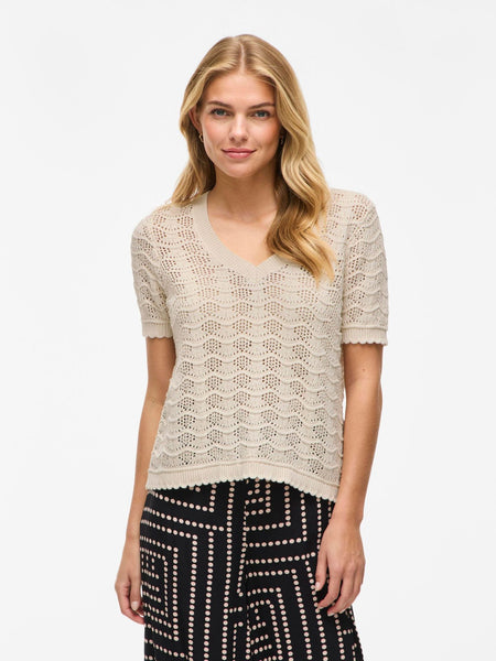 VICOBY V-NECK S/S KNIT TOP